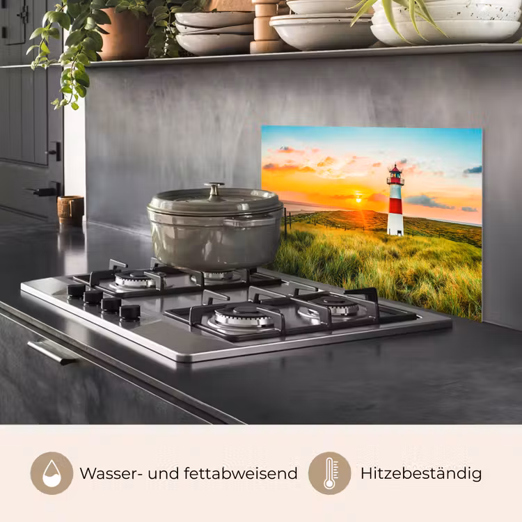 Vuurtoren - Natuur - Zon - Landschap - Gras - Strand - Zee keuken achterwand spatscherm klein -usp_DE