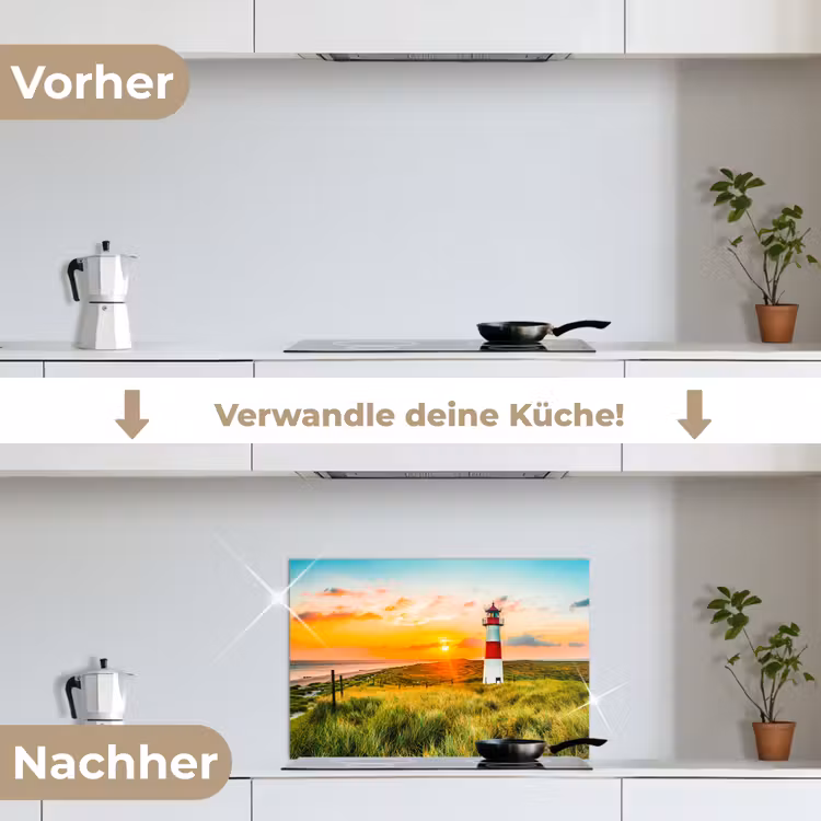 Vuurtoren - Natuur - Zon - Landschap - Gras - Strand - Zee keuken achterwand spatscherm klein -voor_na_DE