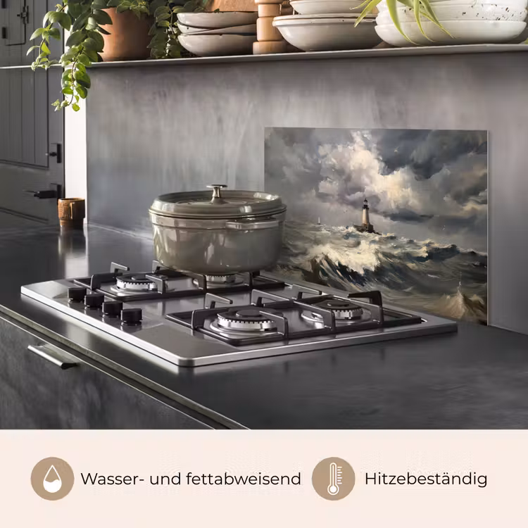 Vuurtoren - Golven - Storm keuken achterwand spatscherm klein -usp_DE