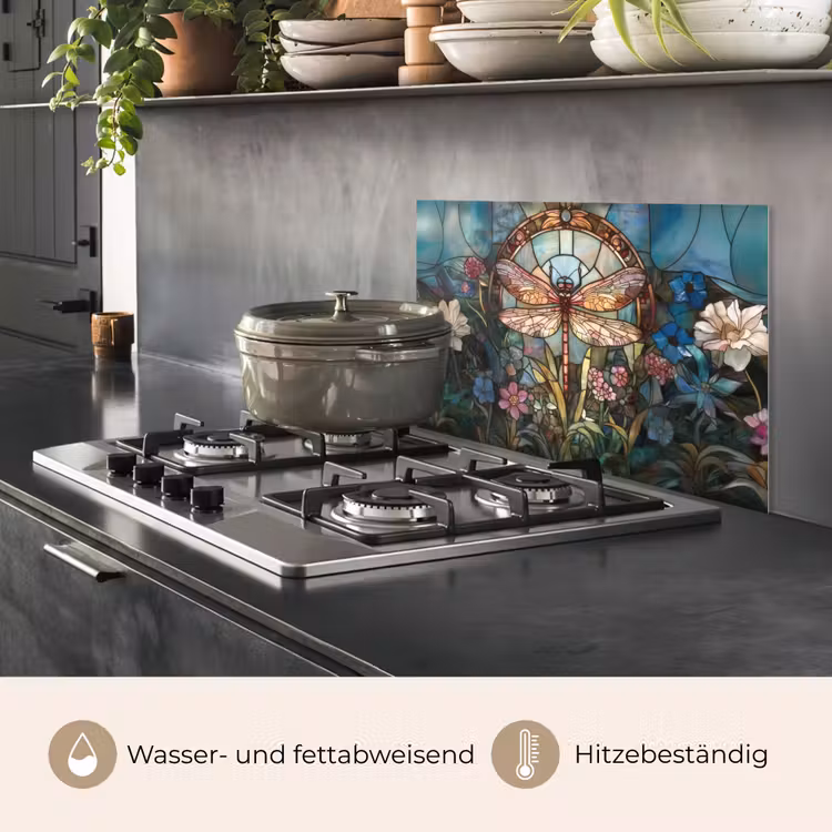 Libelle - Mozaïek - Bloemen - Kleurrijk keuken achterwand spatscherm klein -usp_DE
