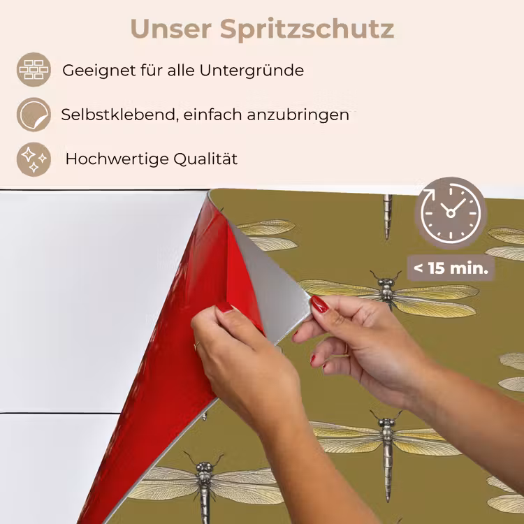 Libellen - Patroon - Groen keuken achterwand spatscherm klein 900 -spatscherm_DE