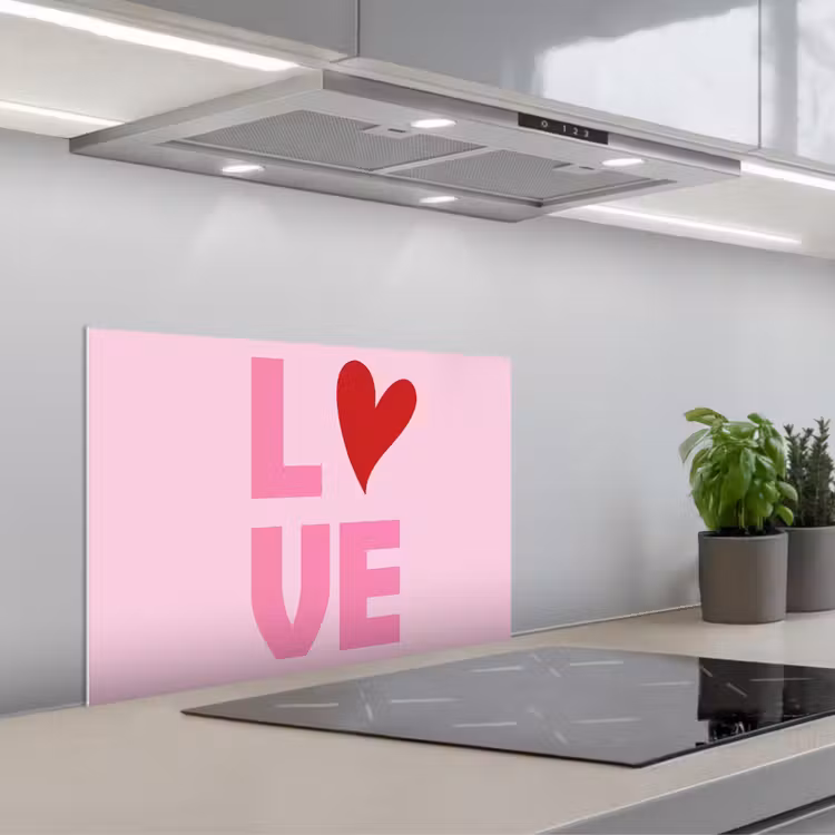 Küchenrückwand - Liebe - Rosa - Herz - Valentinstag