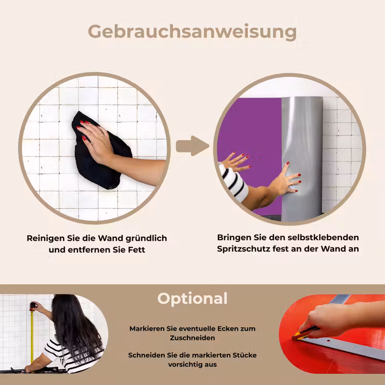 Paars - Kleuren - Effen keuken achterwand spatscherm klein 900 -gebruiksaanwijzing_DE