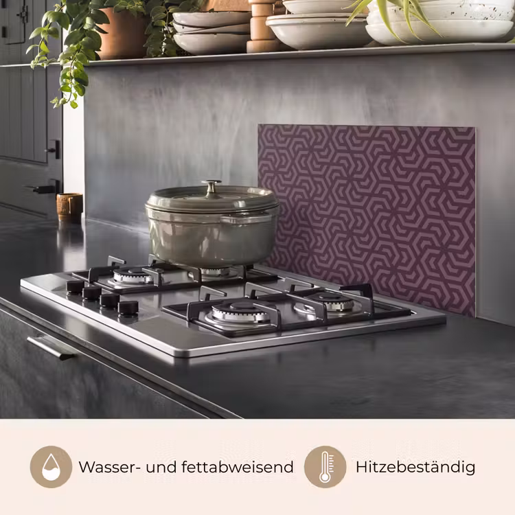 Paars - Geometrisch - Patroon - Donker keuken achterwand spatscherm klein 900 -usp_DE