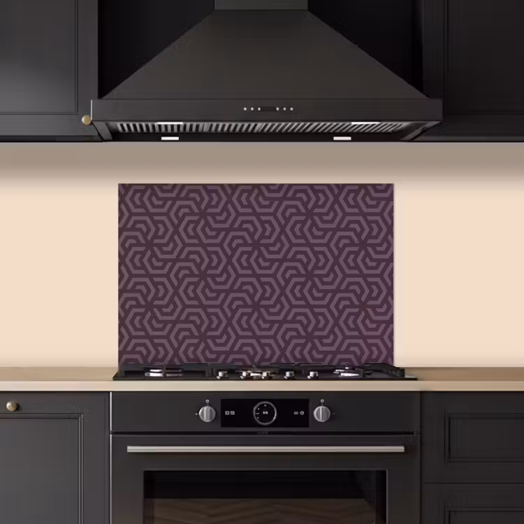 Paars - Geometrisch - Patroon - Donker keuken achterwand spatscherm klein 900 -sfeer1