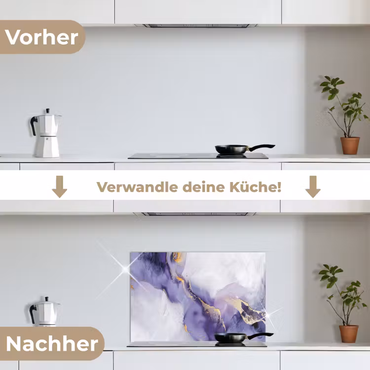 Paars - Modern - Marmer - Abstract keuken achterwand spatscherm klein -voor_na_DE