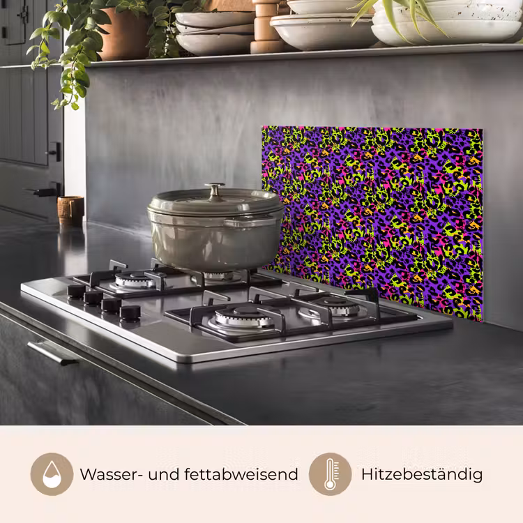 Paars - Neon - Dieren - Panter keuken achterwand spatscherm klein 900 -usp_DE