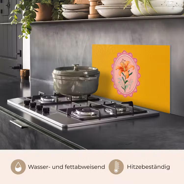 Lelie - Oranje - Lijst - Ovaal keuken achterwand spatscherm klein -usp_DE