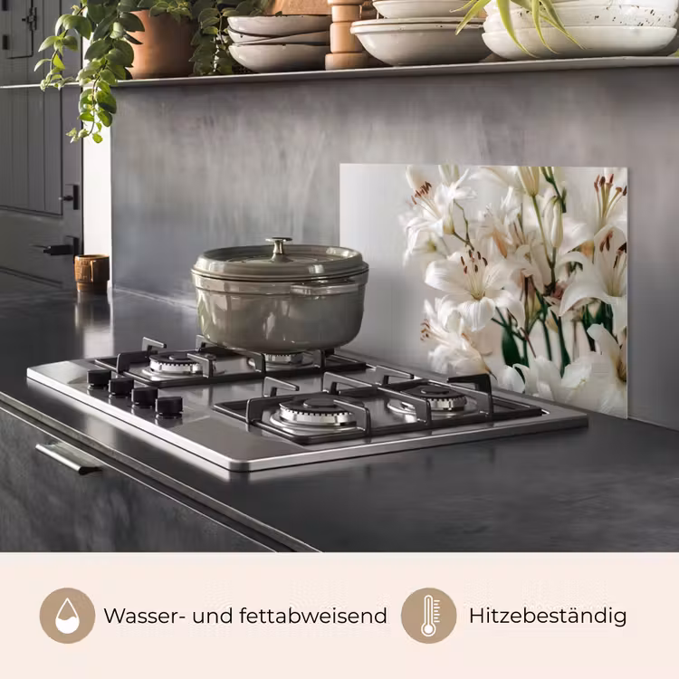 Lelies - Boekte - Wit - Meeldraden keuken achterwand spatscherm klein -usp_DE