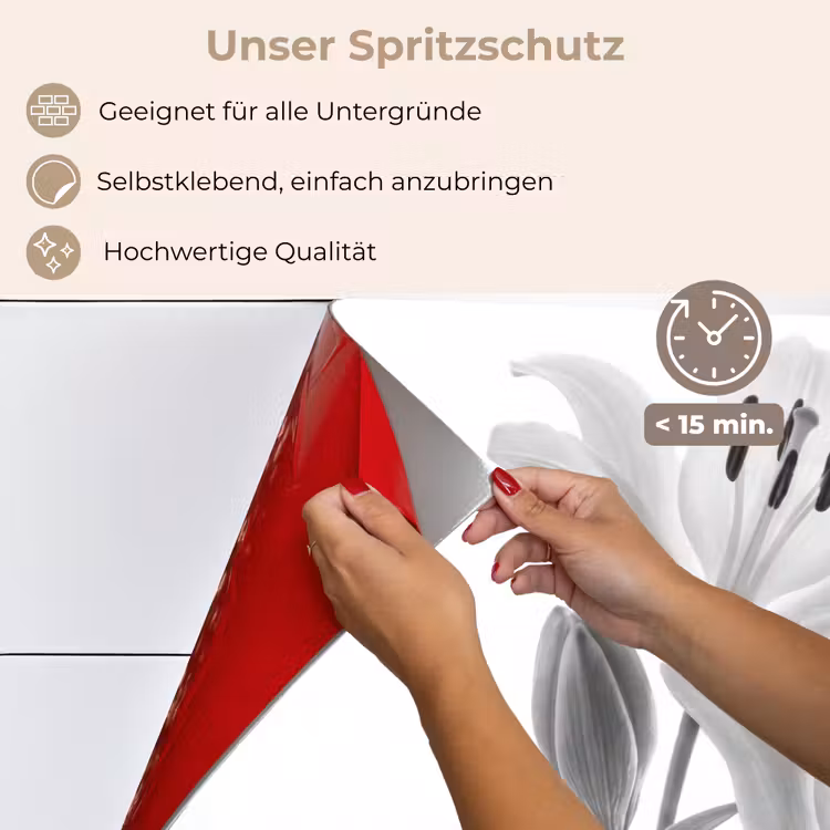 Lelies - Elegant - Zwart - Wit keuken achterwand spatscherm klein -spatscherm_DE