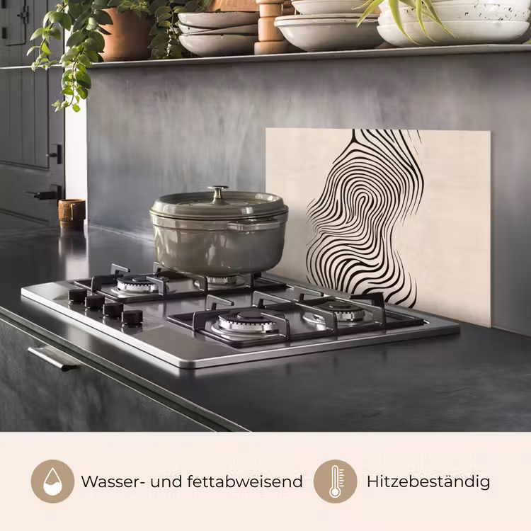 Lijnen - Abstract - Golvend - Zwart keuken achterwand spatscherm klein -usp_DE