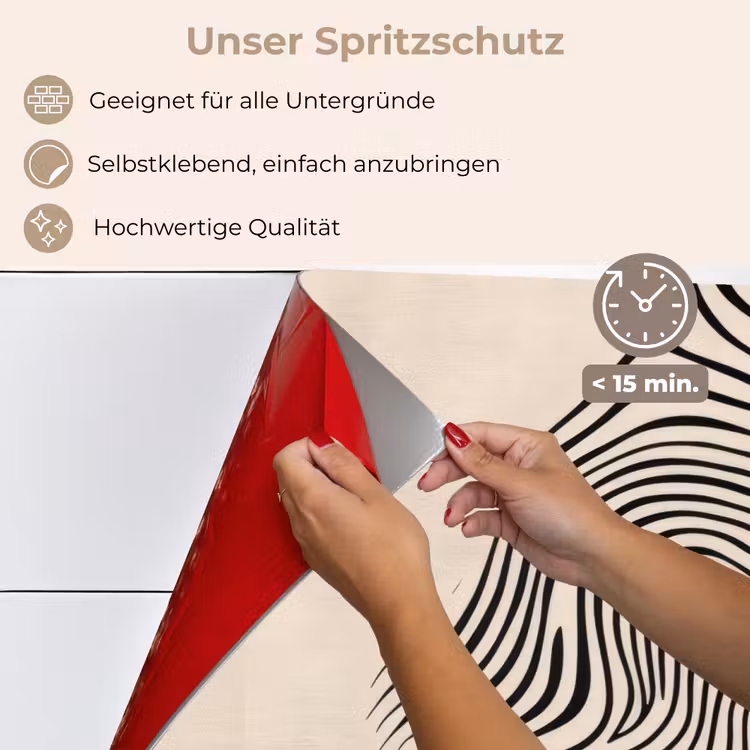 Lijnen - Abstract - Golvend - Zwart keuken achterwand spatscherm klein -spatscherm_DE