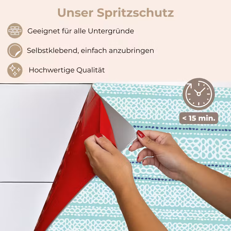 Lijnen - Blauwgroen - Patroon keuken achterwand spatscherm klein 900 -spatscherm_DE
