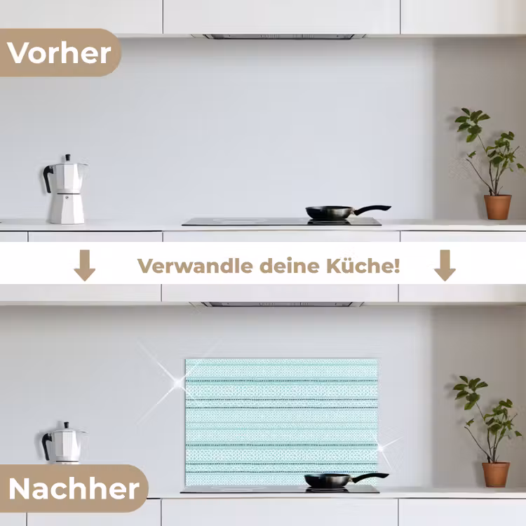 Lijnen - Blauwgroen - Patroon keuken achterwand spatscherm klein 900 -voor_na_DE