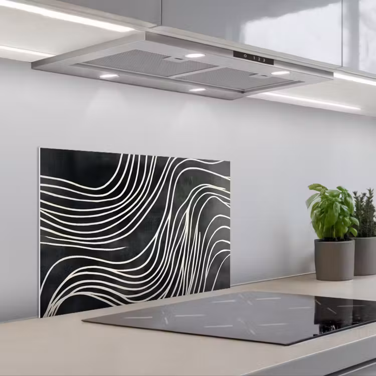 Lijnen - Patroon - Abstract - Wit keuken achterwand spatscherm klein -3d_schuin
