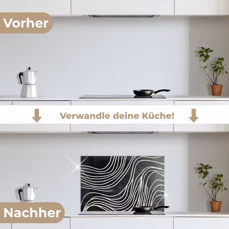 Lijnen - Patroon - Abstract - Wit keuken achterwand spatscherm klein -voor_na_DE