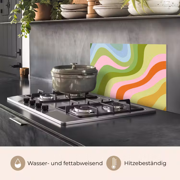 Lijnen - Pasteltinten - Golvend keuken achterwand spatscherm klein -usp_DE