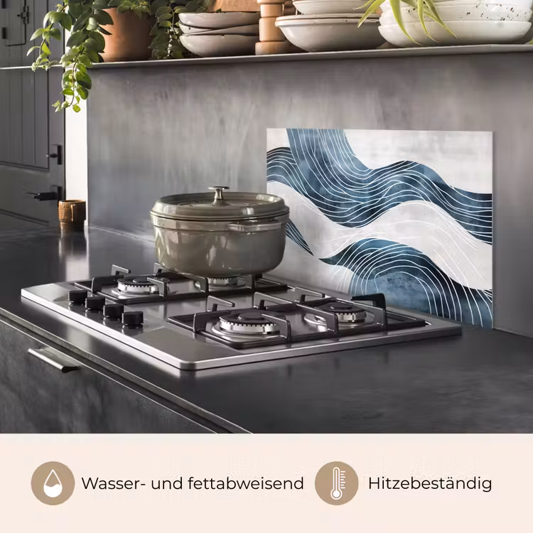 Lijnen - Golven - Abstract - Blauw keuken achterwand spatscherm klein -usp_DE