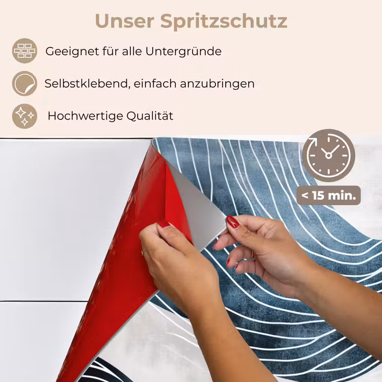 Lijnen - Golven - Abstract - Blauw keuken achterwand spatscherm klein -spatscherm_DE