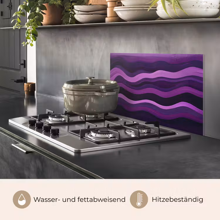 Lijnen - Golven - Paars - Abstract keuken achterwand spatscherm klein -usp_DE