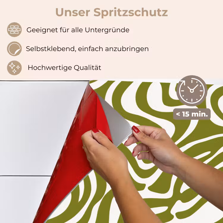 Lijnpatroon - Groen - Organisch keuken achterwand spatscherm klein 900 -spatscherm_DE