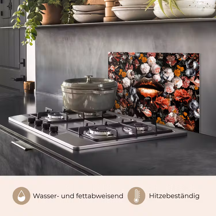 Lippen - Bloemen - Verf - Oranje - Kunst - Abstract - Oude meesters keuken achterwand spatscherm klein -usp_DE
