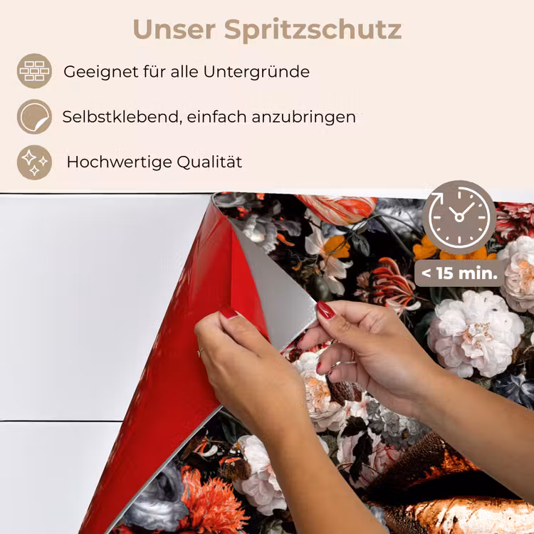 Lippen - Bloemen - Verf - Oranje - Kunst - Abstract - Oude meesters keuken achterwand spatscherm klein -spatscherm_DE