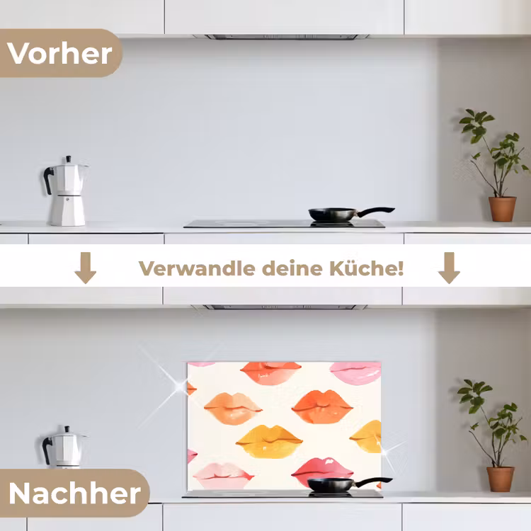 Lippen - Kleurrijk - Glanzend keuken achterwand spatscherm klein -voor_na_DE