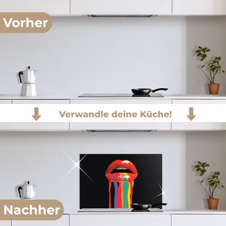 Lippen - Kleuren - Zwart keuken achterwand spatscherm klein -voor_na_DE