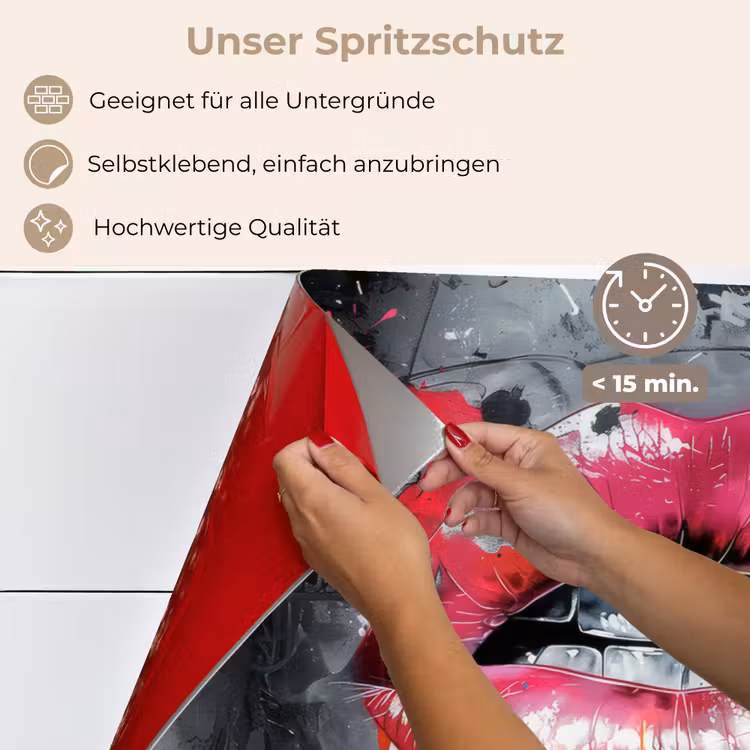 Lippen - Felroze - Graffiti - Verfstrepen keuken achterwand spatscherm klein -spatscherm_DE