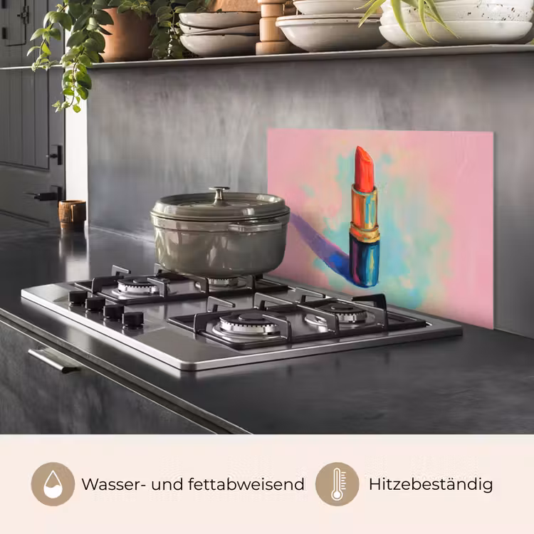 Lippenstift - Rood - Penseelstreken keuken achterwand spatscherm klein -usp_DE