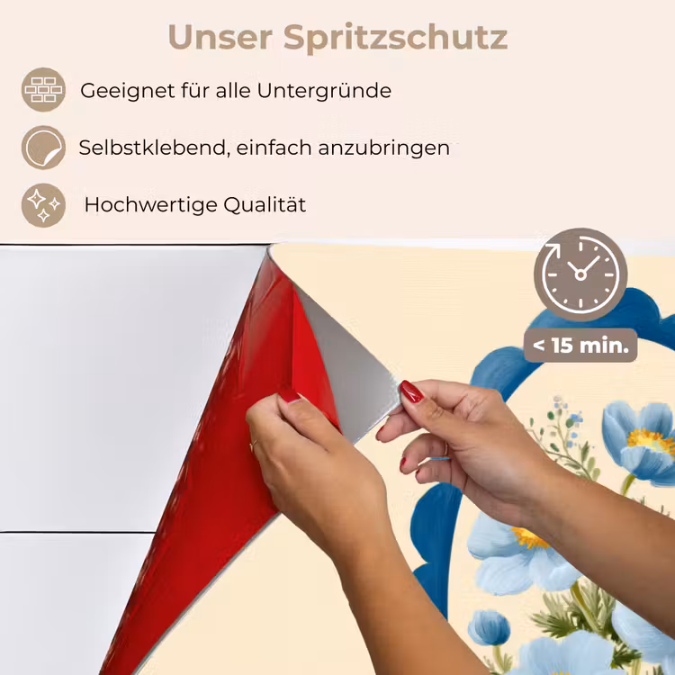 Lijst - Bloemen - Lichtblauw - Illustratie keuken achterwand spatscherm klein -spatscherm_DE