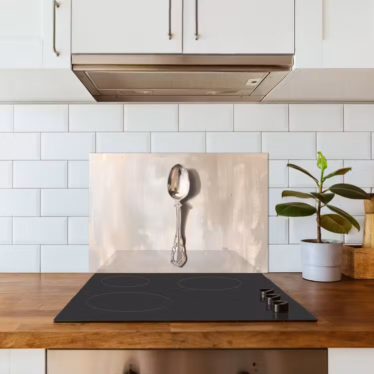Lepel - Verf - Zilver keuken achterwand spatscherm klein -sfeer2
