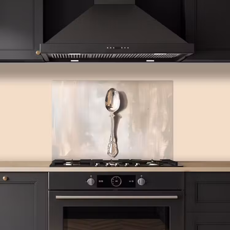 Lepel - Verf - Zilver keuken achterwand spatscherm klein -sfeer1