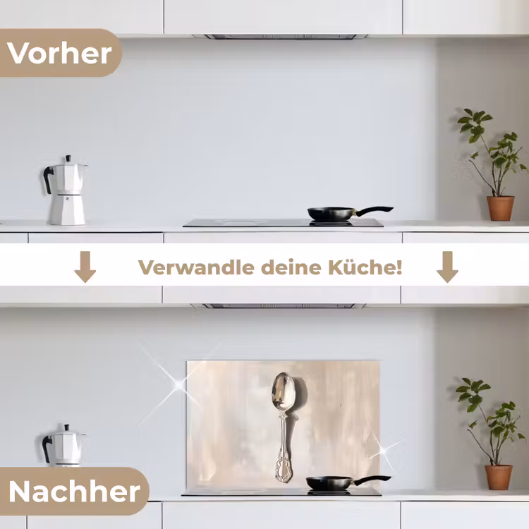 Lepel - Verf - Zilver keuken achterwand spatscherm klein -voor_na_DE