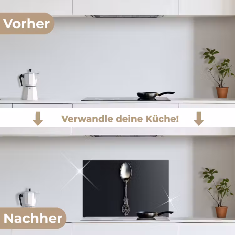 Lepel - Zilver - Metaal keuken achterwand spatscherm klein -voor_na_DE