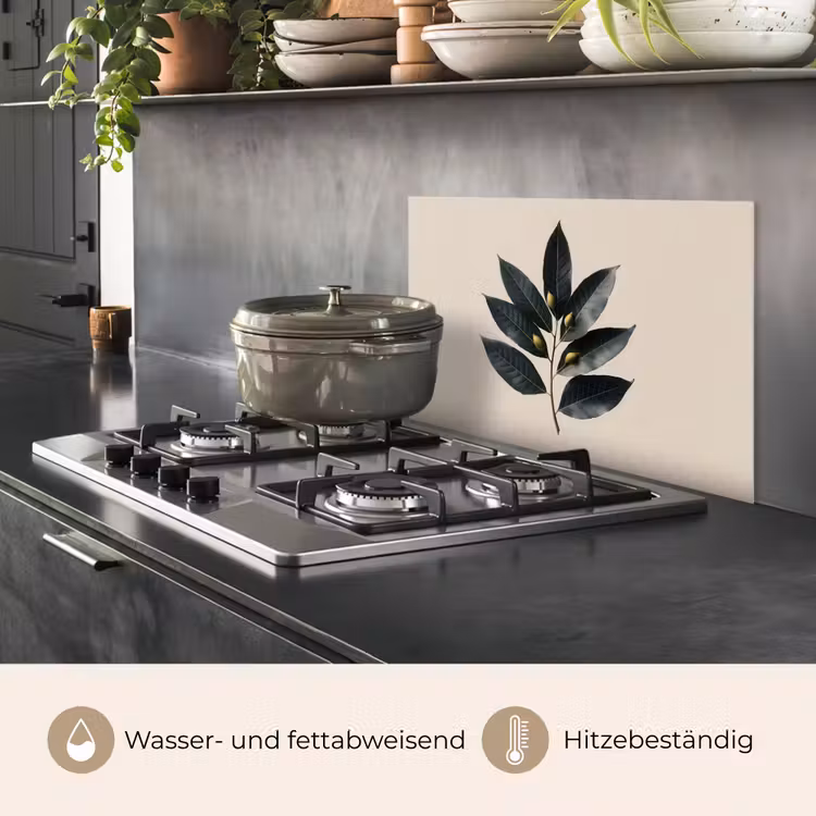Laurierbladeren - Bloemknoppen - subtiel keuken achterwand spatscherm klein -usp_DE