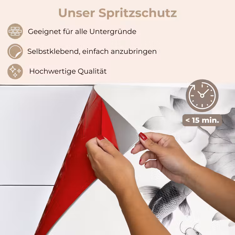 Lotusbloemen - Vissen - Bladeren - Zwart keuken achterwand spatscherm klein -spatscherm_DE