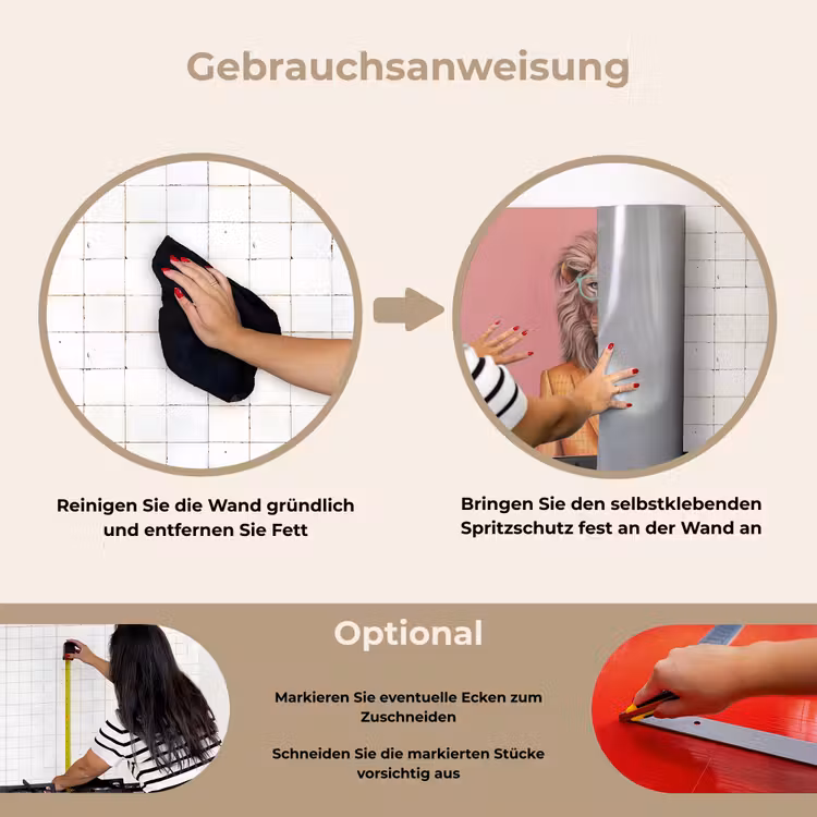 Leeuw - Pak - Geruit - Bril keuken achterwand spatscherm klein -gebruiksaanwijzing_DE