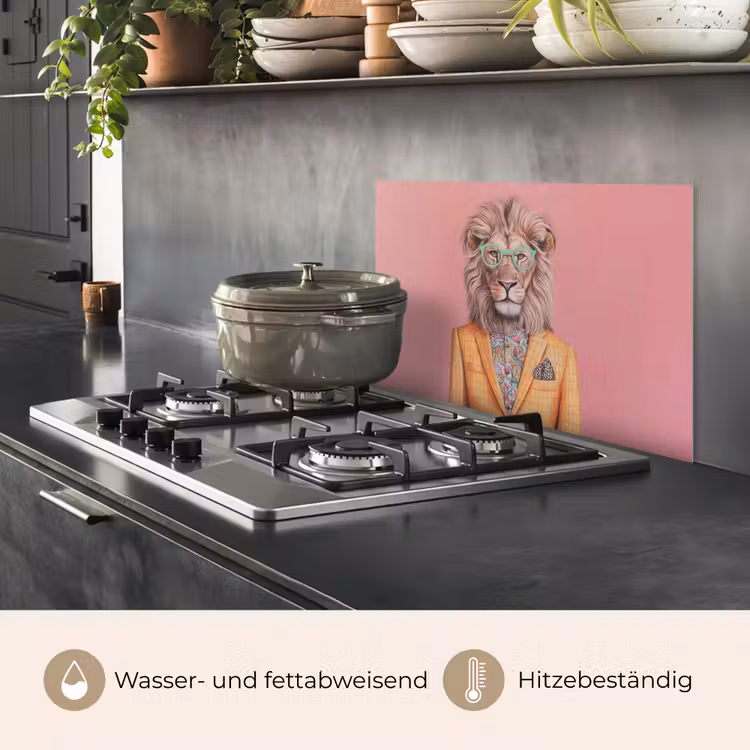 Leeuw - Pak - Geruit - Bril keuken achterwand spatscherm klein -usp_DE