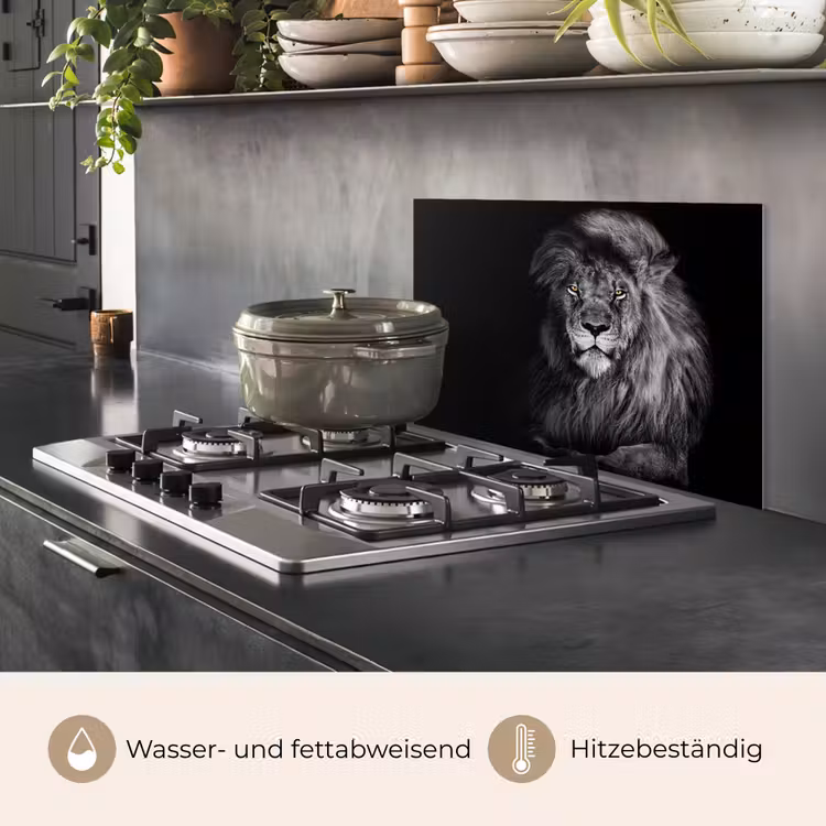 Leeuw - Ogen - Oranje - Zwart wit - Dieren - Portret keuken achterwand spatscherm klein -usp_DE