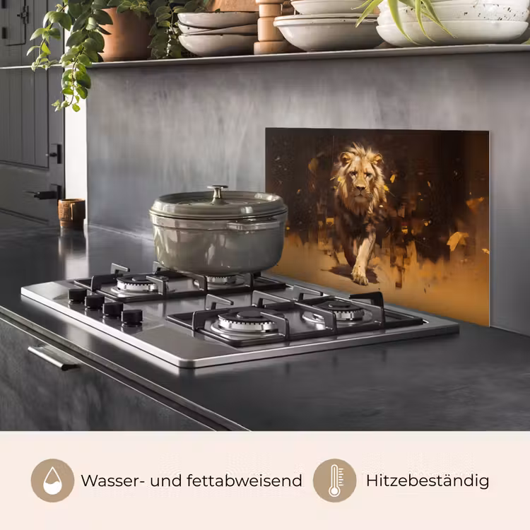 Leeuw - Geschilderd - Abstract - Goud keuken achterwand spatscherm klein -usp_DE