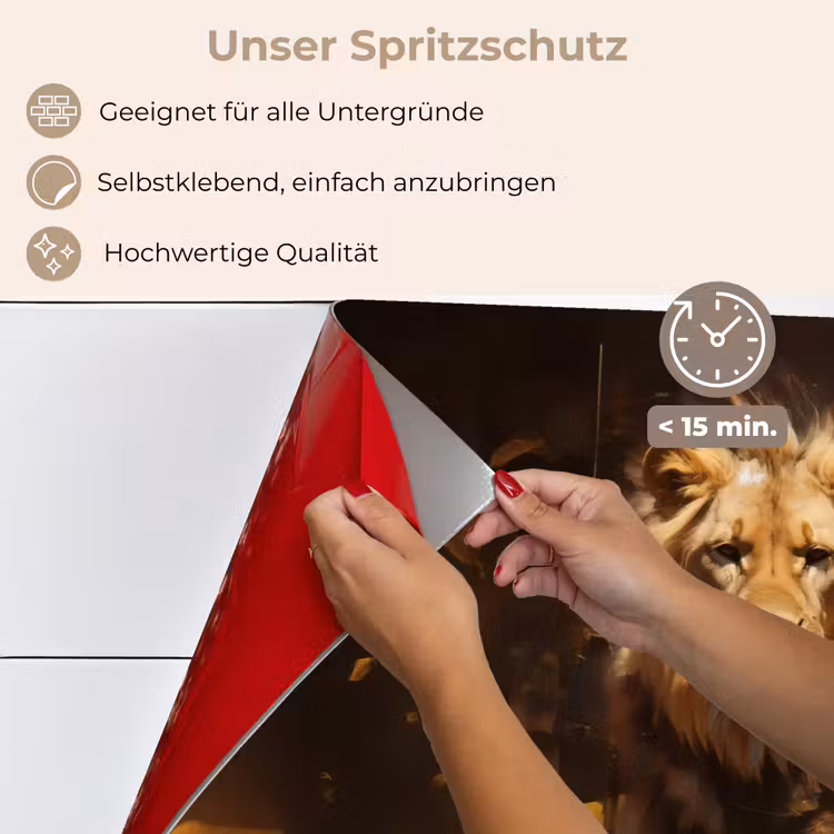 Leeuw - Geschilderd - Abstract - Goud keuken achterwand spatscherm klein -spatscherm_DE