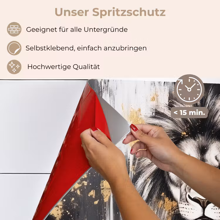 Leeuw - Portret - Verfspatten - Grijs keuken achterwand spatscherm klein -spatscherm_DE