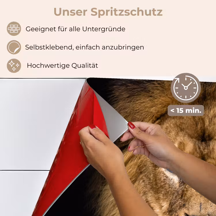 Leeuw - Portret - Zwart - Dieren keuken achterwand spatscherm klein -spatscherm_DE
