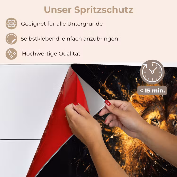 Leeuw - Zwart - Oranje - Verf keuken achterwand spatscherm klein -spatscherm_DE