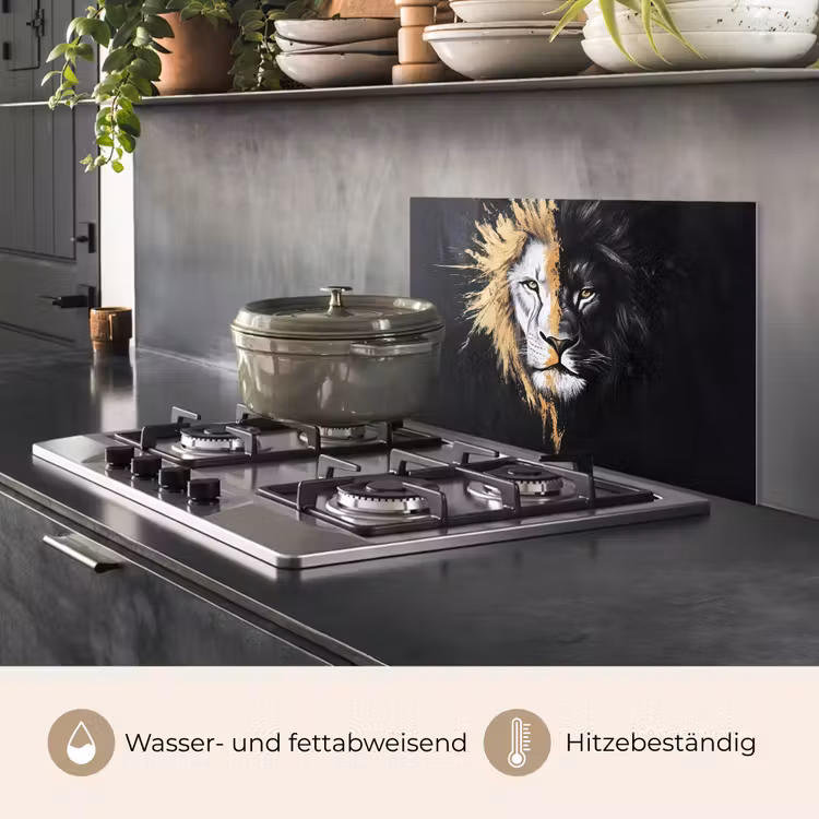 Leeuw - Gesplitst - Zwart - Lijn keuken achterwand spatscherm klein -usp_DE