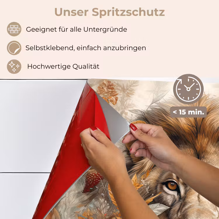 Leeuw - Wilde dieren - Planten - Natuur - Bloemen keuken achterwand spatscherm klein -spatscherm_DE