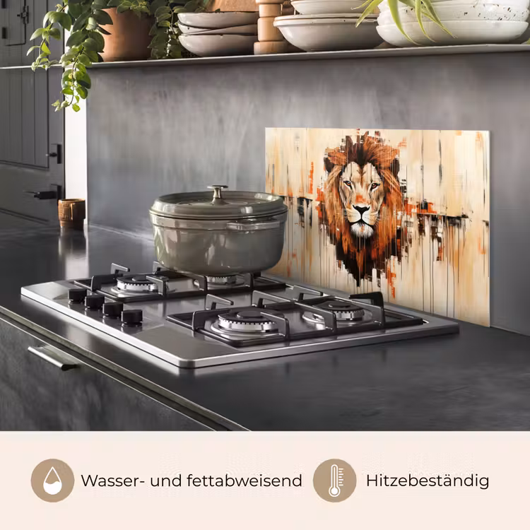 Leeuwenkop - Lijnen - Crème keuken achterwand spatscherm klein -usp_DE