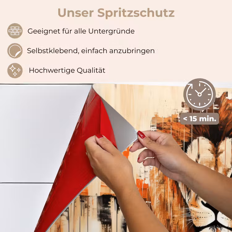 Leeuwenkop - Lijnen - Crème keuken achterwand spatscherm klein -spatscherm_DE